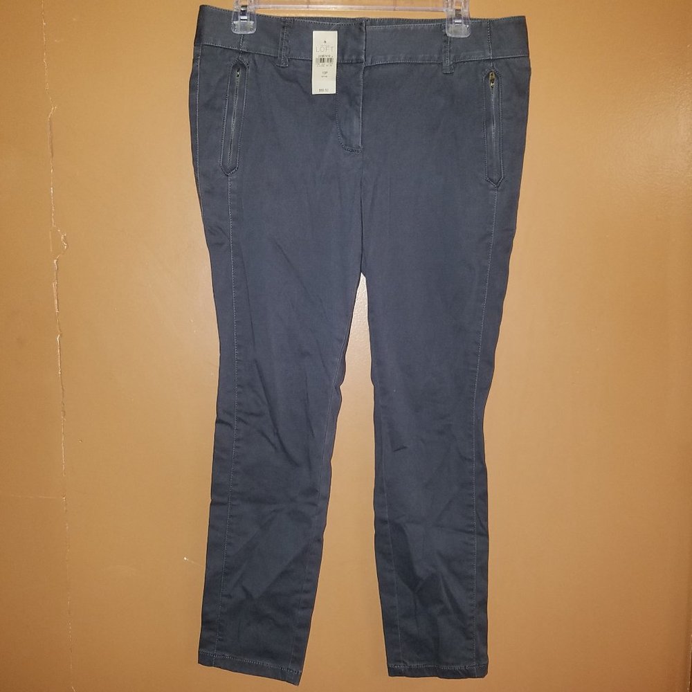$69 LOFT SZ.10-PETITE GRAY FRONT ZIP POCKETS  NWT
